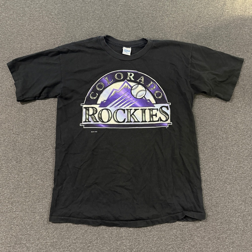 Vintage 1993 Salem Colorado Rockies T Shirt Mens Medium Black Good Graphic Tee